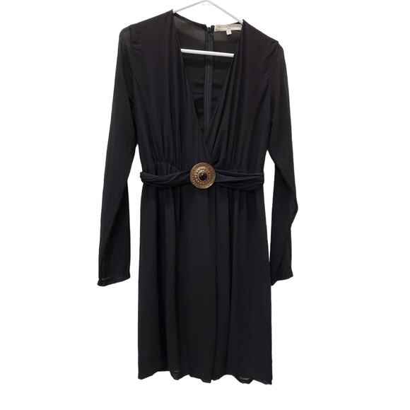 Anthropologie Dress Womens Medium Black What Goes Around Comes Around Black Silk - Picture 1 of 7